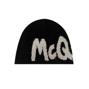 Alexander McQueen Logo Embroidered Knitted Beanie, Black